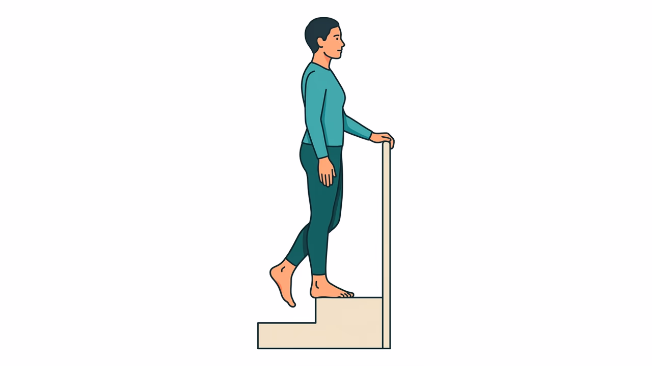 Illustration der Alfredson-Heel-Drop-Übung bei Achillessehnenentzündung