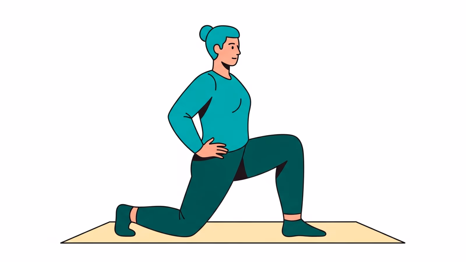 Illustration des Rückwärts-Ausfallschritts bei Läuferknie: linkes Bein nach hinten, beide Knie im 90-Grad-Winkel